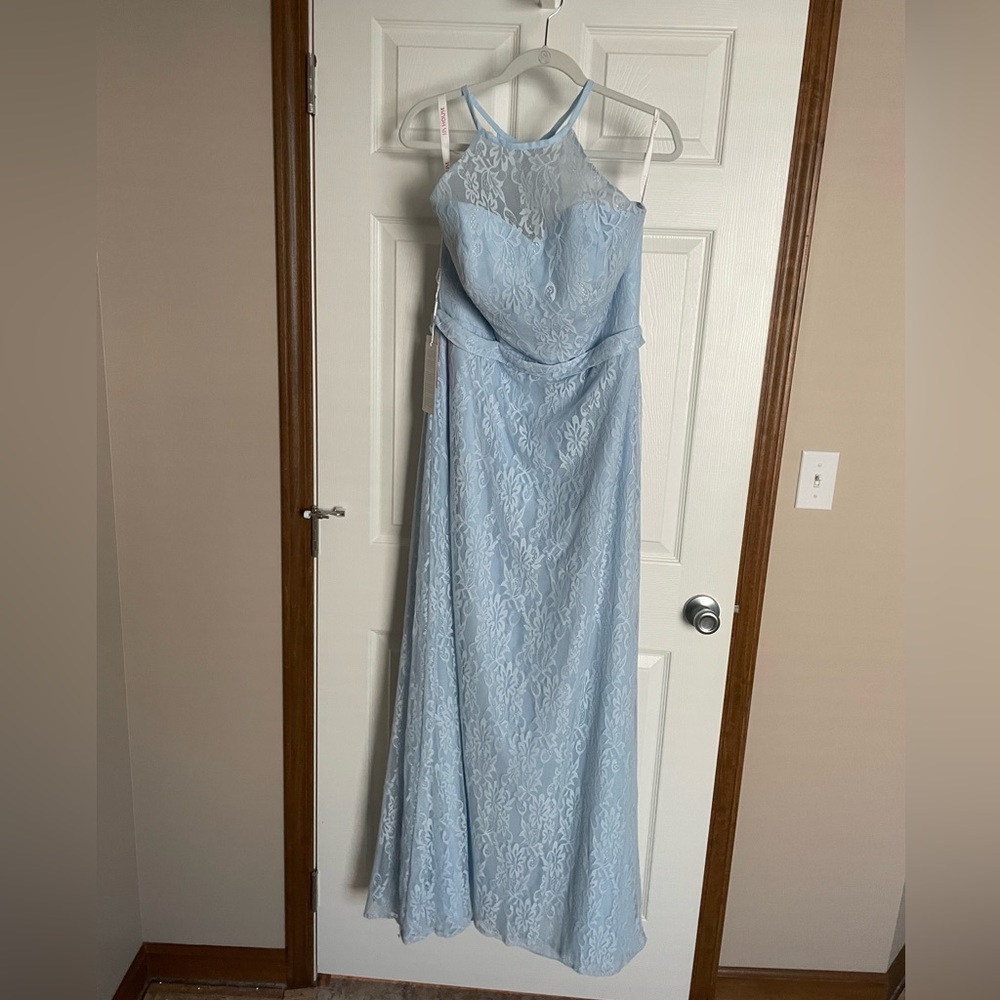 Aline lace illusion neckline dress